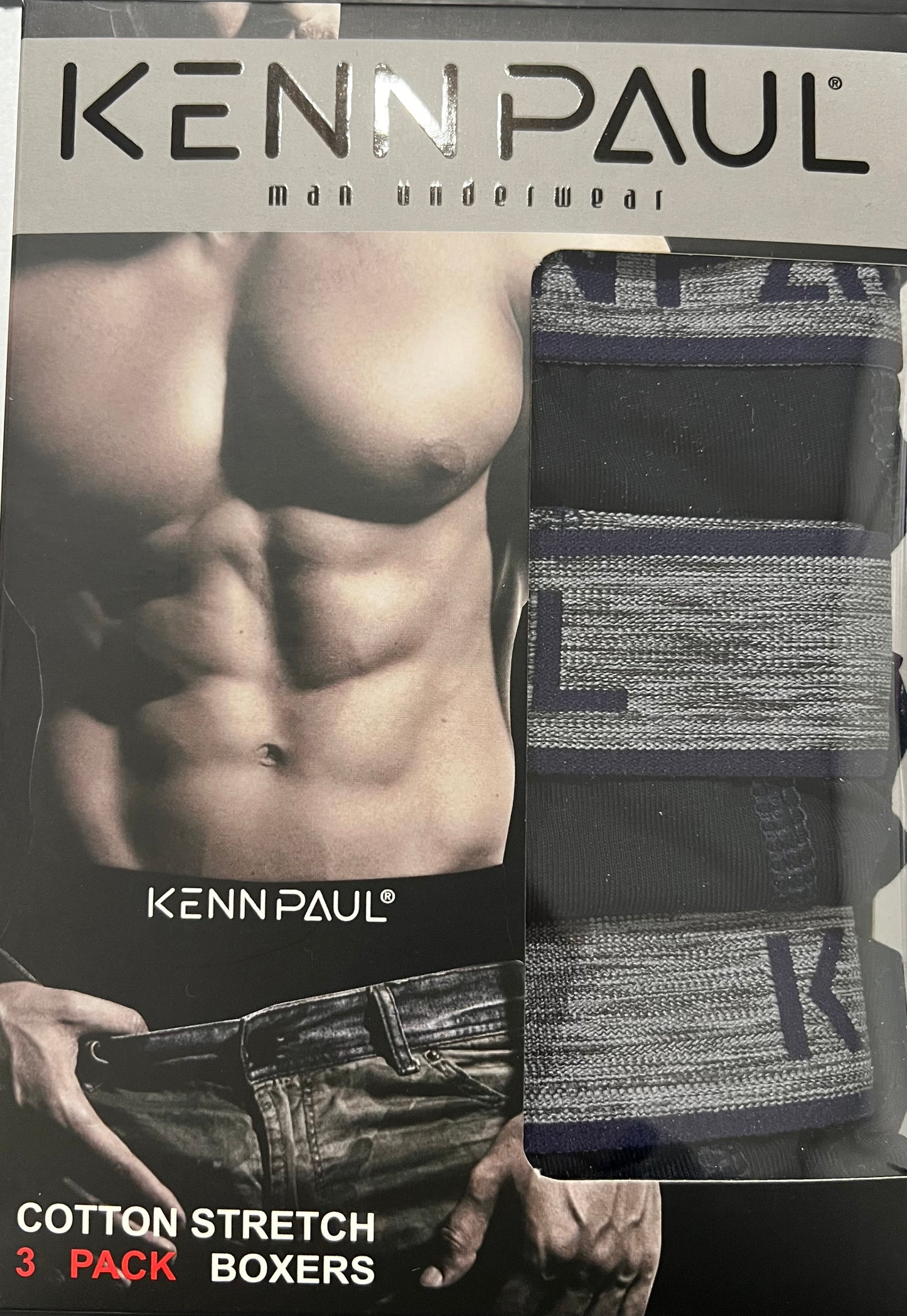 Kenn Paul - All Navy Comfort Boxer Briefs (3 Boxers in One Box)