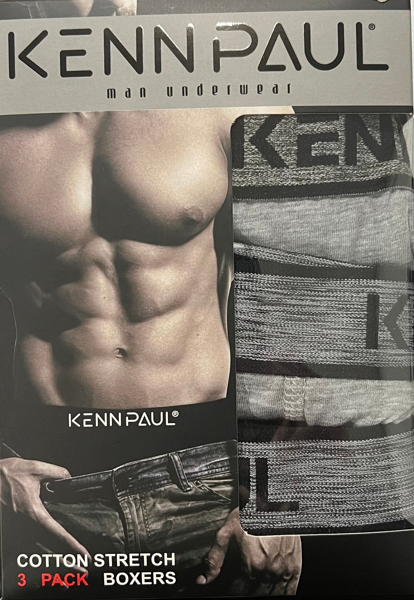 Kenn Paul - All Light Grey Comfort Boxer Briefs (3 Boxers in One Box)