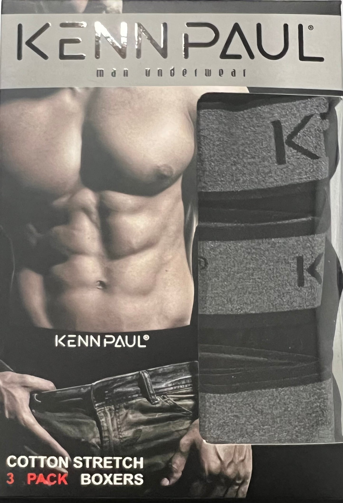 Kenn Paul - All Black Comfort Boxer Briefs (3 Boxers in One Box)