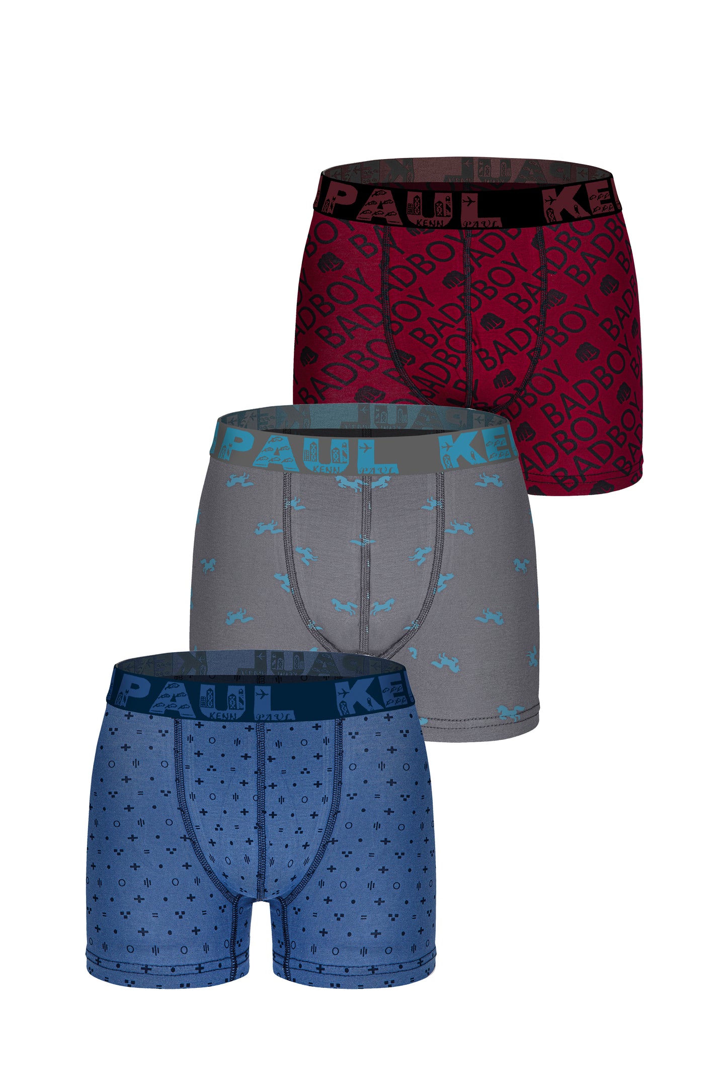 Kenn Paul - Vibrant Patterned Boxer Briefs (3 Boxers in One Box)